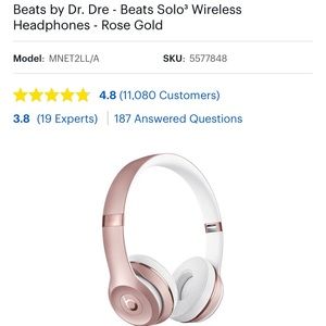 Beats solo3 wireless headphones in rose gold
